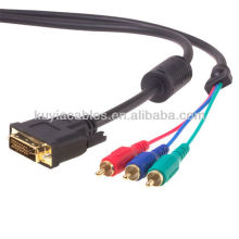 6FT 1.8M DVI macho a 3 cable del adaptador del componente del RCA